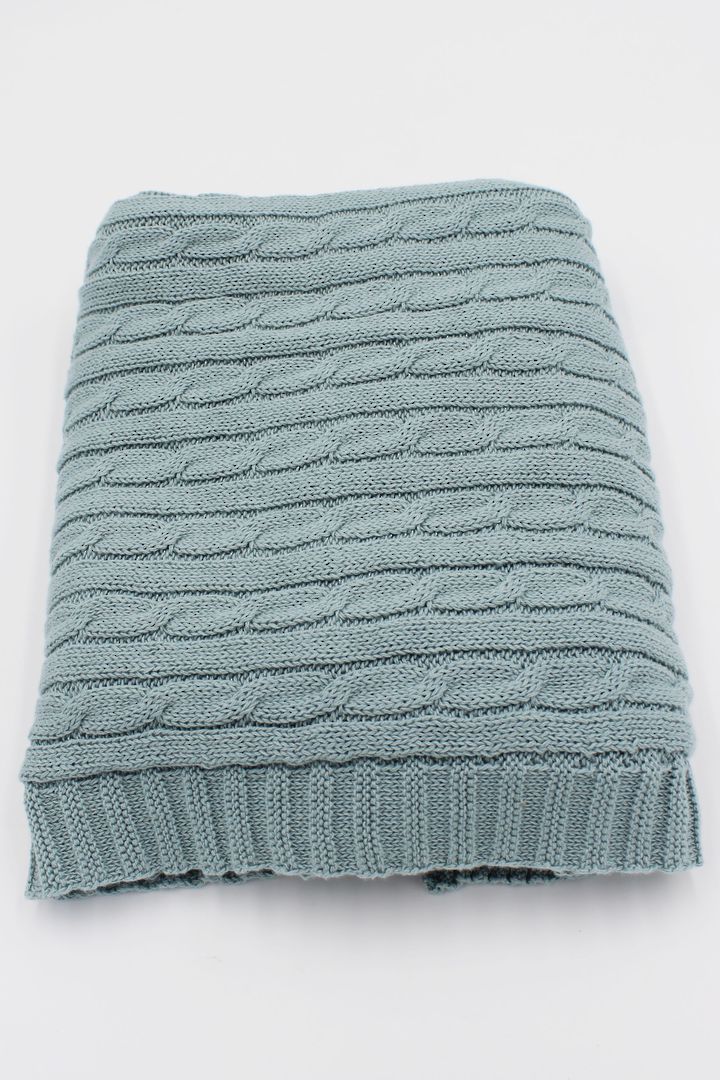 Baby Cable Blanket Blue image 1